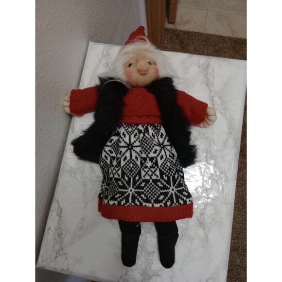 Nissen Doll By Thelma Paulson HTF Christmas Tompte Red Black‎ Dress Handcrafted - Picture 1 of 4